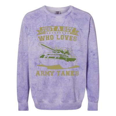 Just A Boy Who Loves Army Tanks Military Ww2 Tanks Colorblast Crewneck Sweatshirt