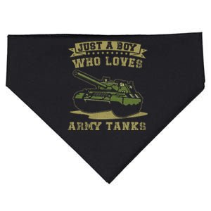 Just A Boy Who Loves Army Tanks Military Ww2 Tanks USA-Made Doggie Bandana