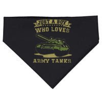 Just A Boy Who Loves Army Tanks Military Ww2 Tanks USA-Made Doggie Bandana