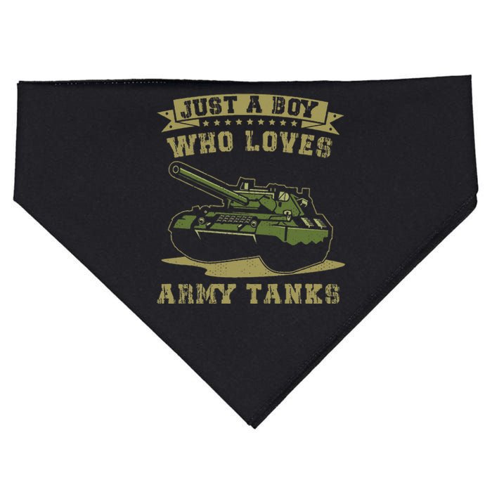 Just A Boy Who Loves Army Tanks Military Ww2 Tanks USA-Made Doggie Bandana