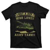 Just A Boy Who Loves Army Tanks Military Ww2 Tanks T-Shirt