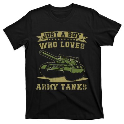 Just A Boy Who Loves Army Tanks Military Ww2 Tanks T-Shirt