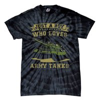 Just A Boy Who Loves Army Tanks Military Ww2 Tanks Tie-Dye T-Shirt