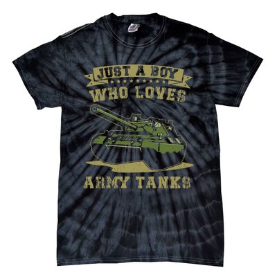 Just A Boy Who Loves Army Tanks Military Ww2 Tanks Tie-Dye T-Shirt