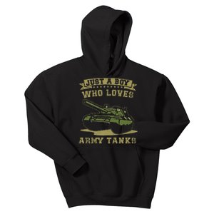 Just A Boy Who Loves Army Tanks Military Ww2 Tanks Kids Hoodie