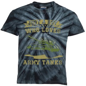 Just A Boy Who Loves Army Tanks Military Ww2 Tanks Kids Tie-Dye T-Shirt