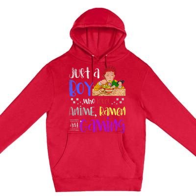 Just A Boy Who Loves Anime Ramen And Gaming Gamer Premium Pullover Hoodie