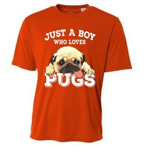 Just A Boy Who Loves Pugs Funny Pug Lover Gift For Boy Cooling Performance Crew T-Shirt