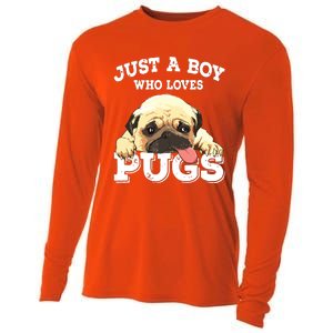 Just A Boy Who Loves Pugs Funny Pug Lover Gift For Boy Cooling Performance Long Sleeve Crew