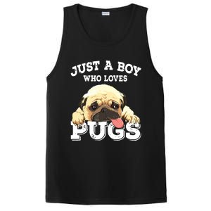 Just A Boy Who Loves Pugs Funny Pug Lover Gift For Boy PosiCharge Competitor Tank