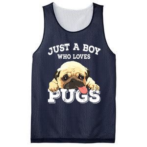 Just A Boy Who Loves Pugs Funny Pug Lover Gift For Boy Mesh Reversible Basketball Jersey Tank