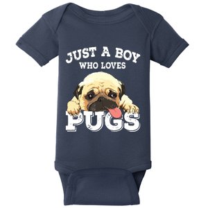 Just A Boy Who Loves Pugs Funny Pug Lover Gift For Boy Baby Bodysuit