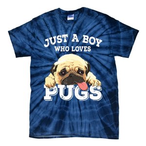 Just A Boy Who Loves Pugs Funny Pug Lover Gift For Boy Tie-Dye T-Shirt