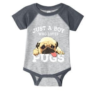 Just A Boy Who Loves Pugs Funny Pug Lover Gift For Boy Infant Baby Jersey Bodysuit