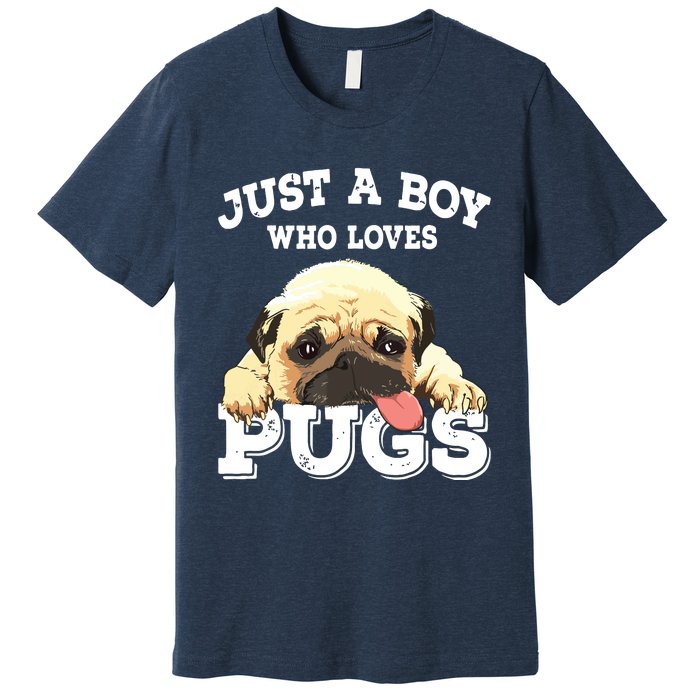 Just A Boy Who Loves Pugs Funny Pug Lover Gift For Boy Premium T-Shirt