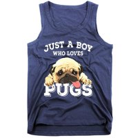 Just A Boy Who Loves Pugs Funny Pug Lover Gift For Boy Tank Top