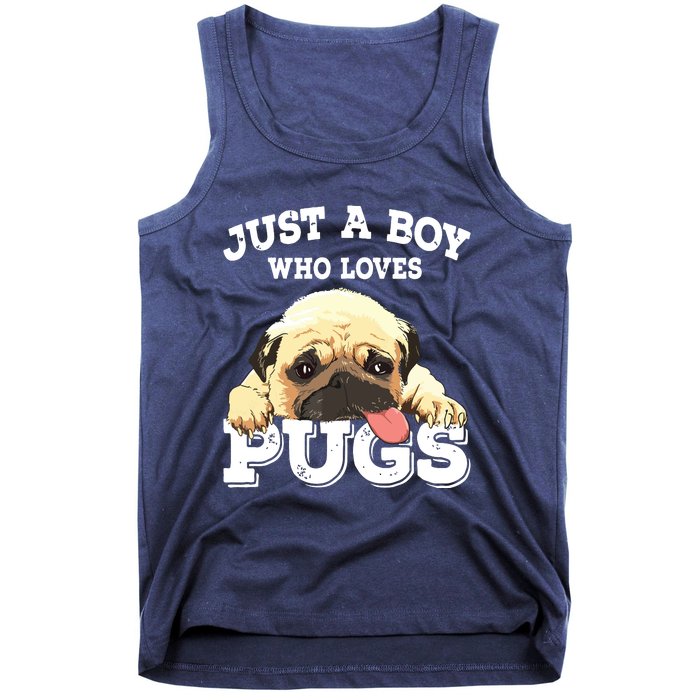 Just A Boy Who Loves Pugs Funny Pug Lover Gift For Boy Tank Top