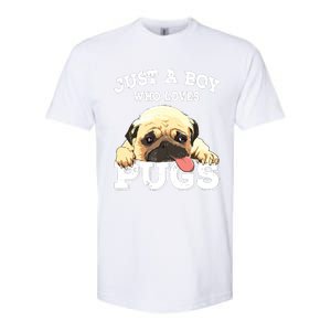 Just A Boy Who Loves Pugs Funny Pug Lover Gift For Boy Softstyle CVC T-Shirt