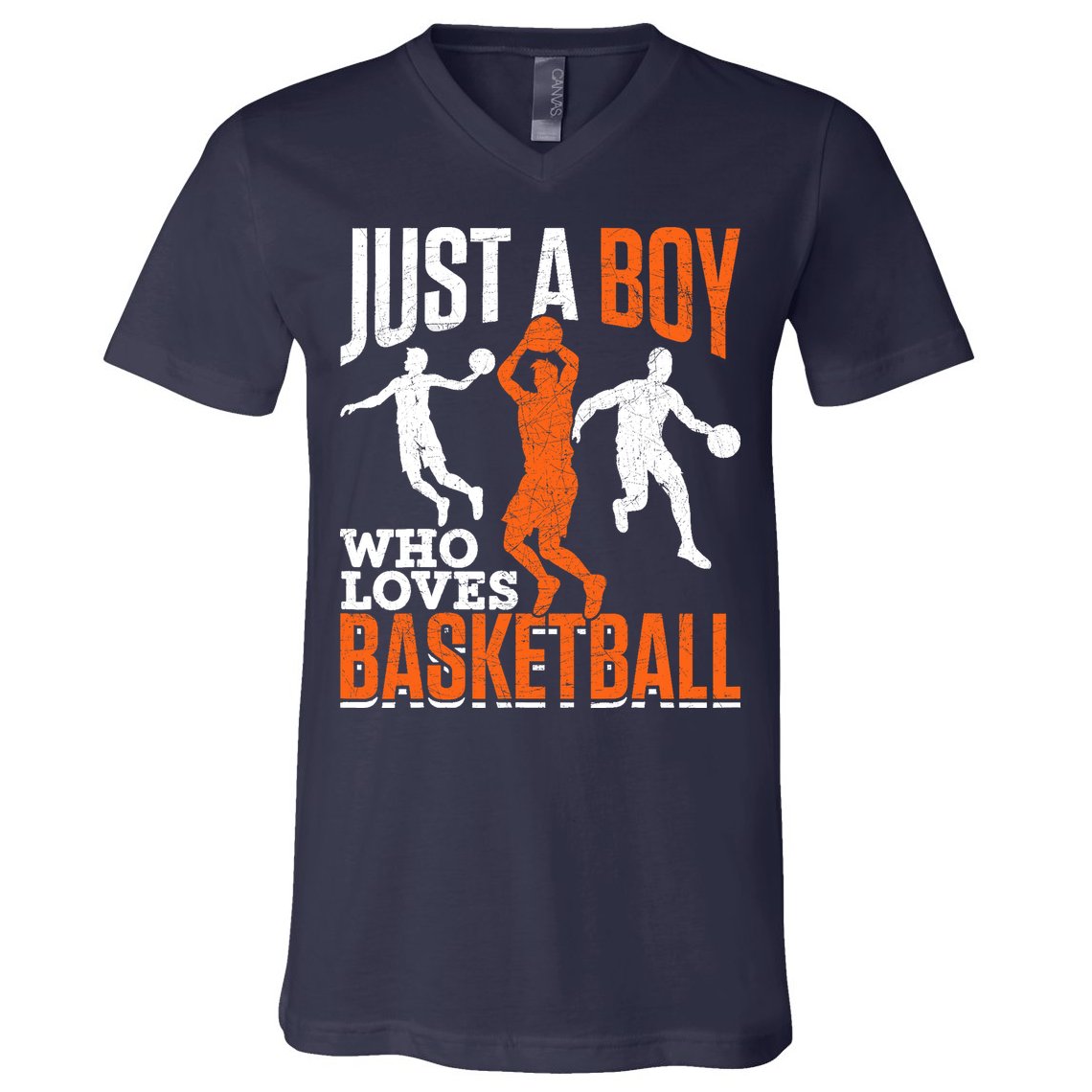 Just A Boy Who Loves Basketball Player Sport Basketball V-Neck T-Shirt