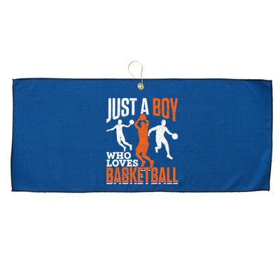 Just A Boy Who Loves Basketball Player Sport Basketball Large Microfiber Waffle Golf Towel