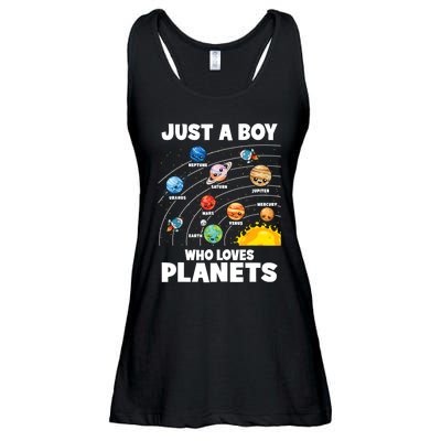 Just A Boy Who Loves Planets Solar System Astrology Space Ladies Essential Flowy Tank