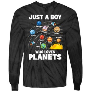 Just A Boy Who Loves Planets Solar System Astrology Space Tie-Dye Long Sleeve Shirt