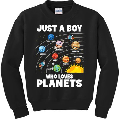 Just A Boy Who Loves Planets Solar System Astrology Space Kids Sweatshirt