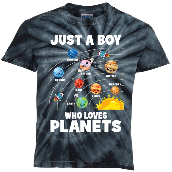 Just A Boy Who Loves Planets Solar System Astrology Space Kids Tie-Dye T-Shirt