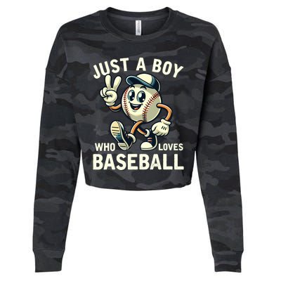 Just A Boy Who Loves Baseball Boy Cropped Pullover Crew