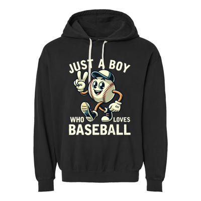 Just A Boy Who Loves Baseball Boy Garment-Dyed Fleece Hoodie