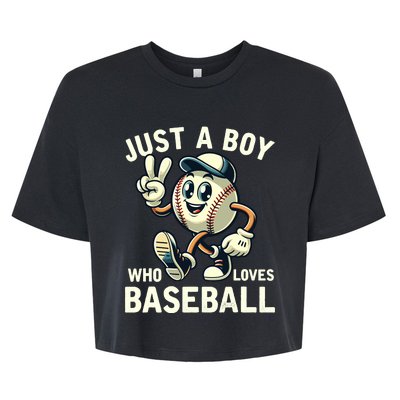 Just A Boy Who Loves Baseball Boy Bella+Canvas Jersey Crop Tee