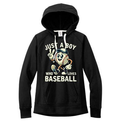 Just A Boy Who Loves Baseball Boy Women's Fleece Hoodie