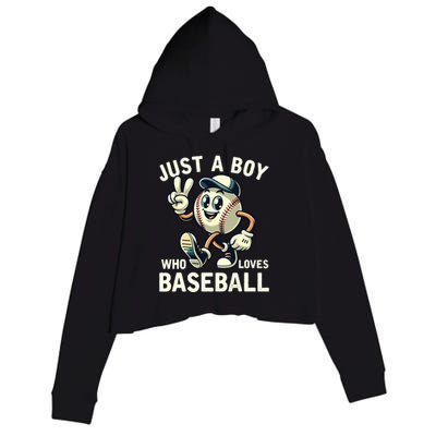 Just A Boy Who Loves Baseball Boy Crop Fleece Hoodie