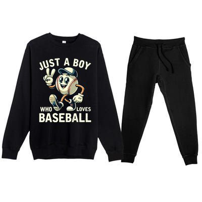 Just A Boy Who Loves Baseball Boy Premium Crewneck Sweatsuit Set