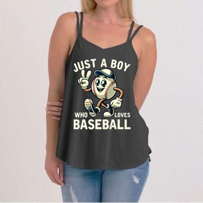 Just A Boy Who Loves Baseball Boy Women's Strappy Tank