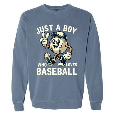 Just A Boy Who Loves Baseball Boy Garment-Dyed Sweatshirt