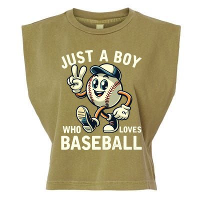 Just A Boy Who Loves Baseball Boy Garment-Dyed Women's Muscle Tee