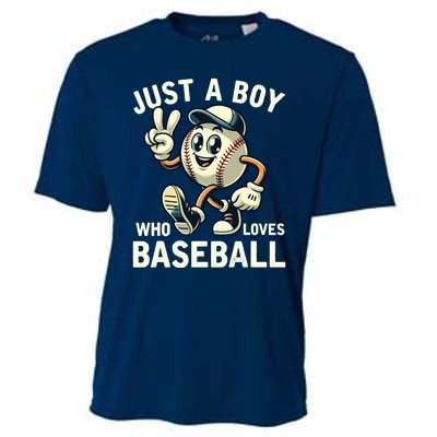 Just A Boy Who Loves Baseball Boy Cooling Performance Crew T-Shirt