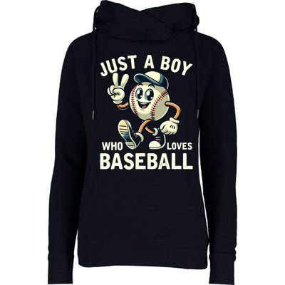 Just A Boy Who Loves Baseball Boy Womens Funnel Neck Pullover Hood