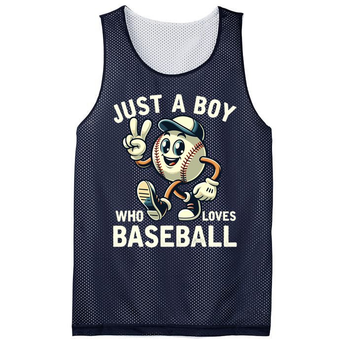 Just A Boy Who Loves Baseball Boy Mesh Reversible Basketball Jersey Tank