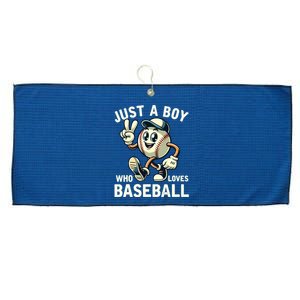 Just A Boy Who Loves Baseball Boy Large Microfiber Waffle Golf Towel