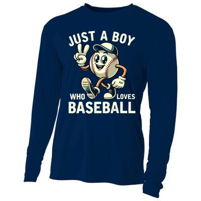 Just A Boy Who Loves Baseball Boy Cooling Performance Long Sleeve Crew