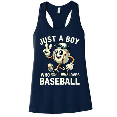 Just A Boy Who Loves Baseball Boy Women's Racerback Tank