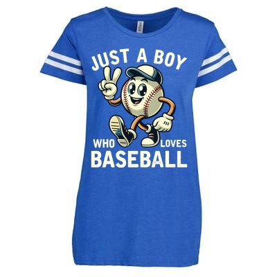 Just A Boy Who Loves Baseball Boy Enza Ladies Jersey Football T-Shirt