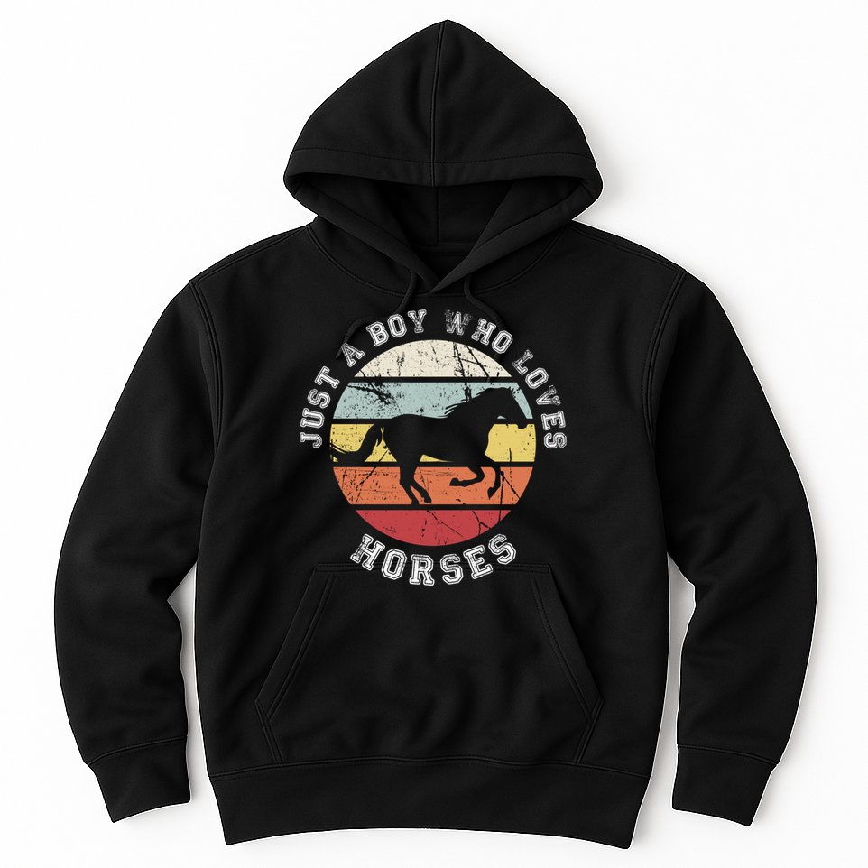 Just A Boy Who Loves Horses Cool Gift Horse Gift Hoodie