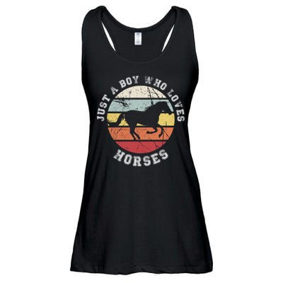 Just A Boy Who Loves Horses Cool Gift Horse Gift Ladies Essential Flowy Tank