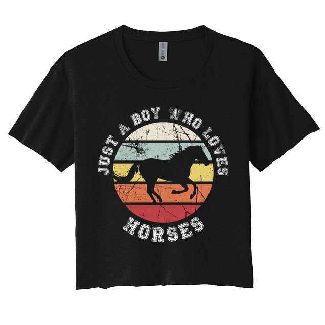 Just A Boy Who Loves Horses Cool Gift Horse Gift Crop Top