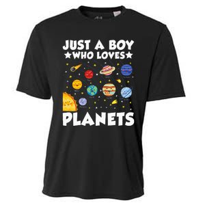 Just A Boy Who Loves Planets Solar System Space Science Geek Cooling Performance Crew T-Shirt