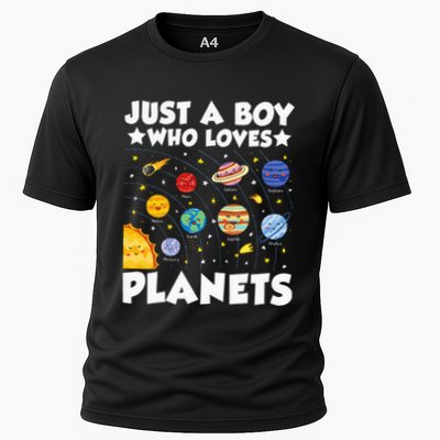 Just A Boy Who Loves Planets Solar System Space Science Geek Cooling Performance Crew T-Shirt