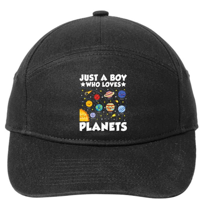 Just A Boy Who Loves Planets Solar System Space Science Geek 7-Panel Snapback Hat